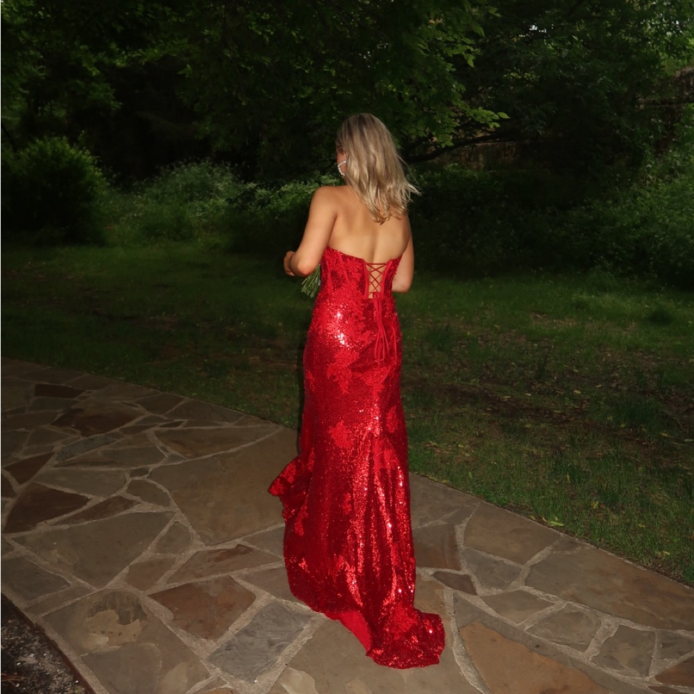 Red Sequin, Corset Gown Prom Dress